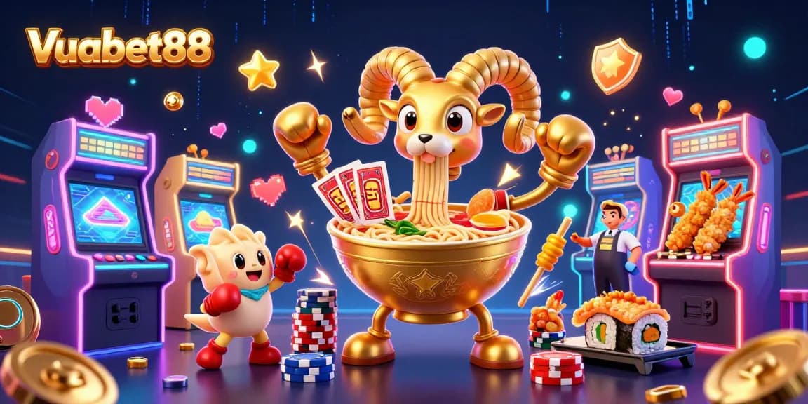 Experience thrilling gambling fun with Vuabet88's vibrant casino games in this dynamic illustration.