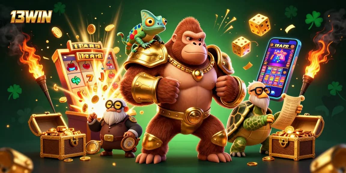 Experience thrilling wins with 13WIN's dynamic slot machines bursting with excitement and color.