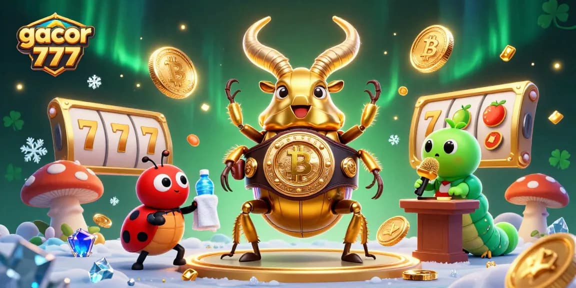 Experience slot gacor 777 excitement in this lively 3D illustration featuring dynamic characters and casino elements.