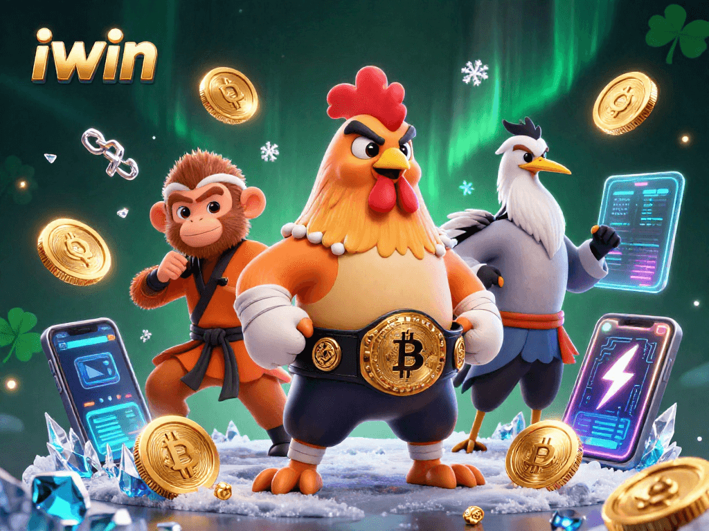iwin champions collide in an epic 3D casino showdown filled with crypto coins and vibrant energy