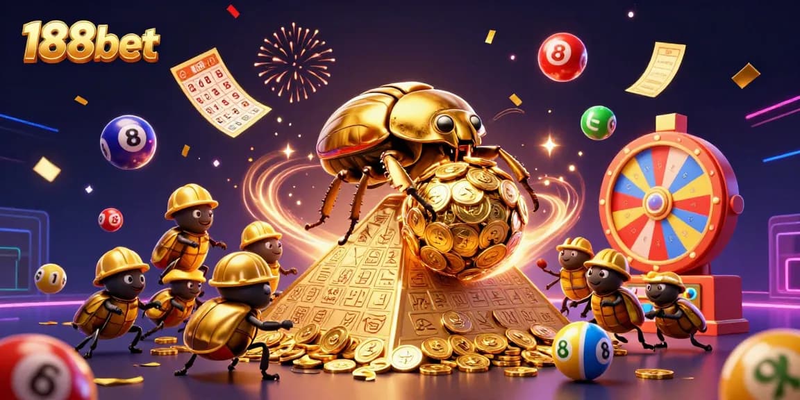 Experience thrilling gaming with 188bet's golden beetles and dynamic casino elements.