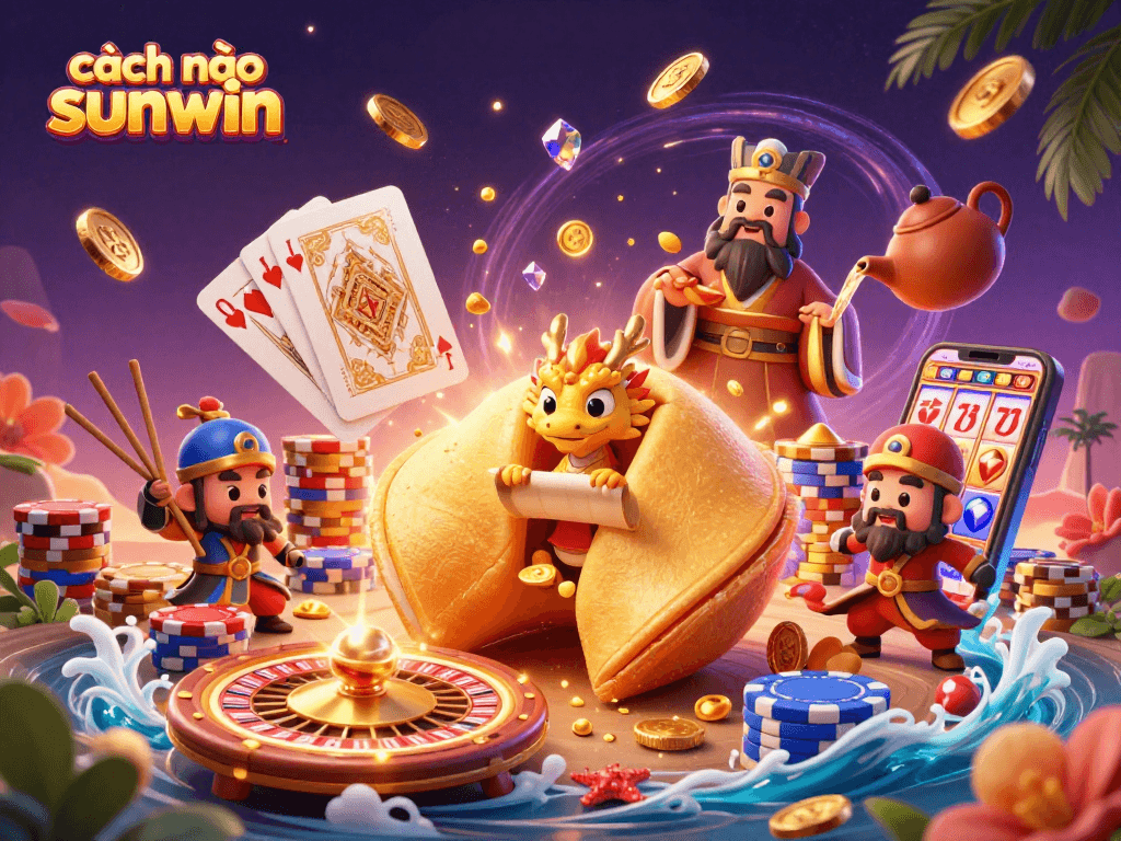 Unlock seamless access with cách vào sunwin, showcasing a vibrant casino scene filled with gold and excitement.