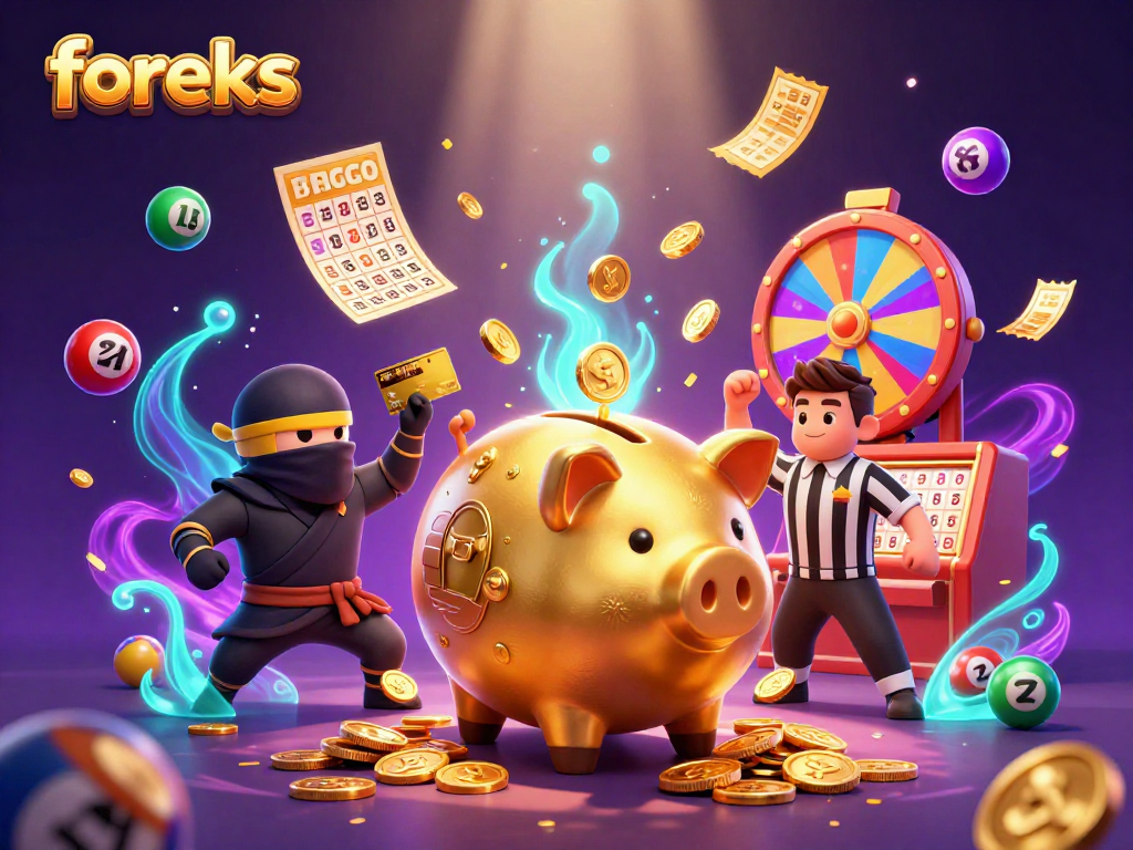 Win exciting prizes with foreks amidst vibrant casino action in this 3D illustration