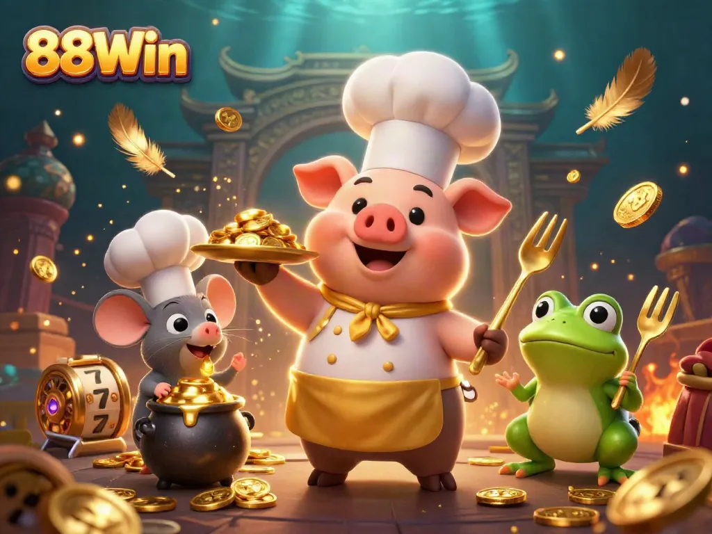 Experience thrilling gaming at 88Win with our vibrant 3D casino illustration full of excitement and winning potential!