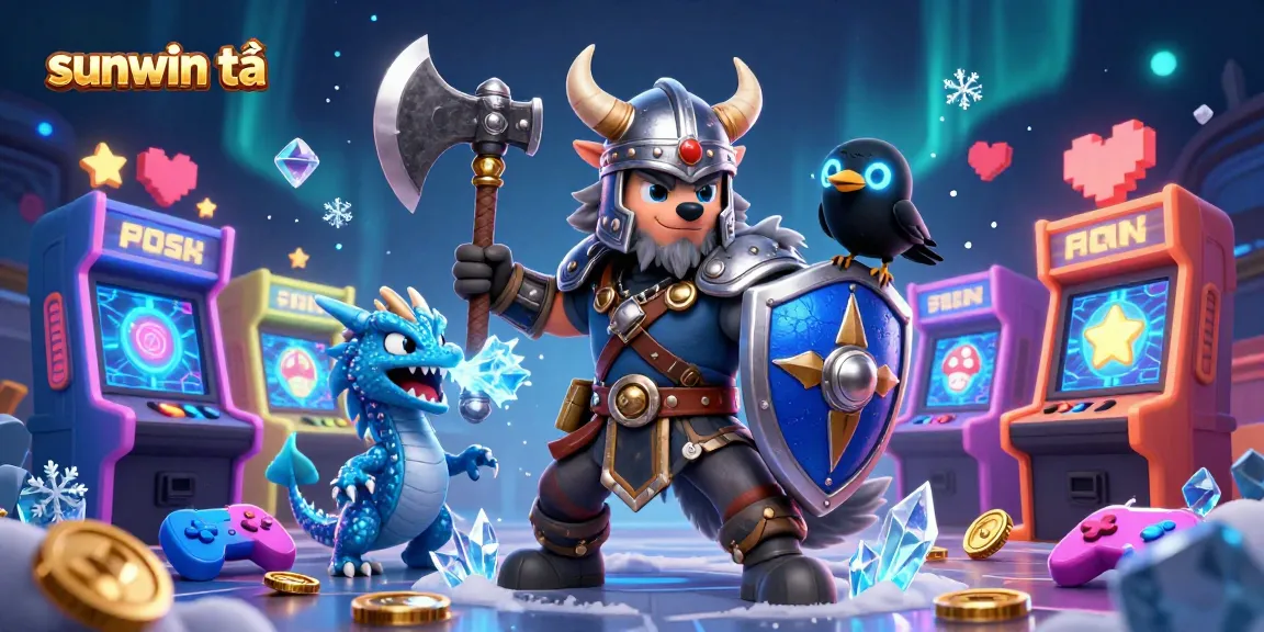 Experience thrilling gameplay with sunwin tải, featuring a Viking warrior and his dragon companion.
