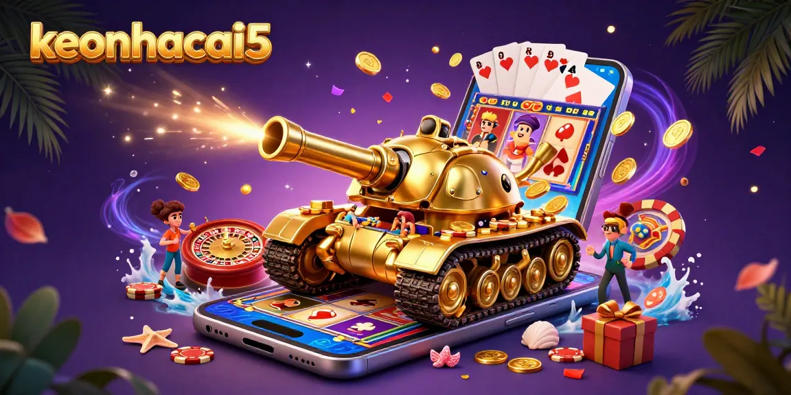 Experience the excitement of keonhacai5 with a captivating 3D casino scene featuring dynamic gaming elements.