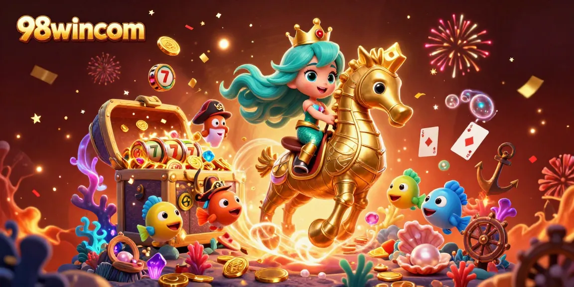 Engage with 98wincom's thrilling casino adventures featuring captivating mermaids and underwater treasures.