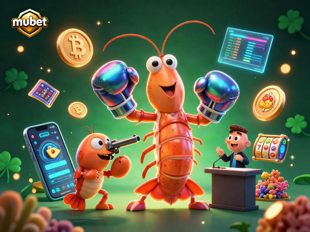 Engage in thrilling casino action with mubet as the mantis shrimp team boxes amid Bitcoin coins.