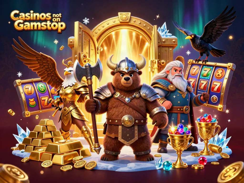 Engage in thrilling action with Vikings at Casinos not on Gamstop, depicted in an ultra-detailed 3D scene.