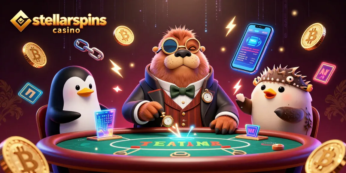 Engage in thrilling poker at stellarspins casino with a jolly walrus and his bluffing pufferfish companion.