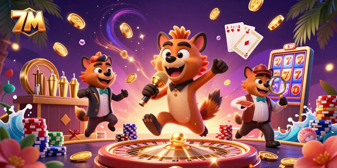 Bet on exciting moments with 7M featuring hyenas in a dynamic casino scene.