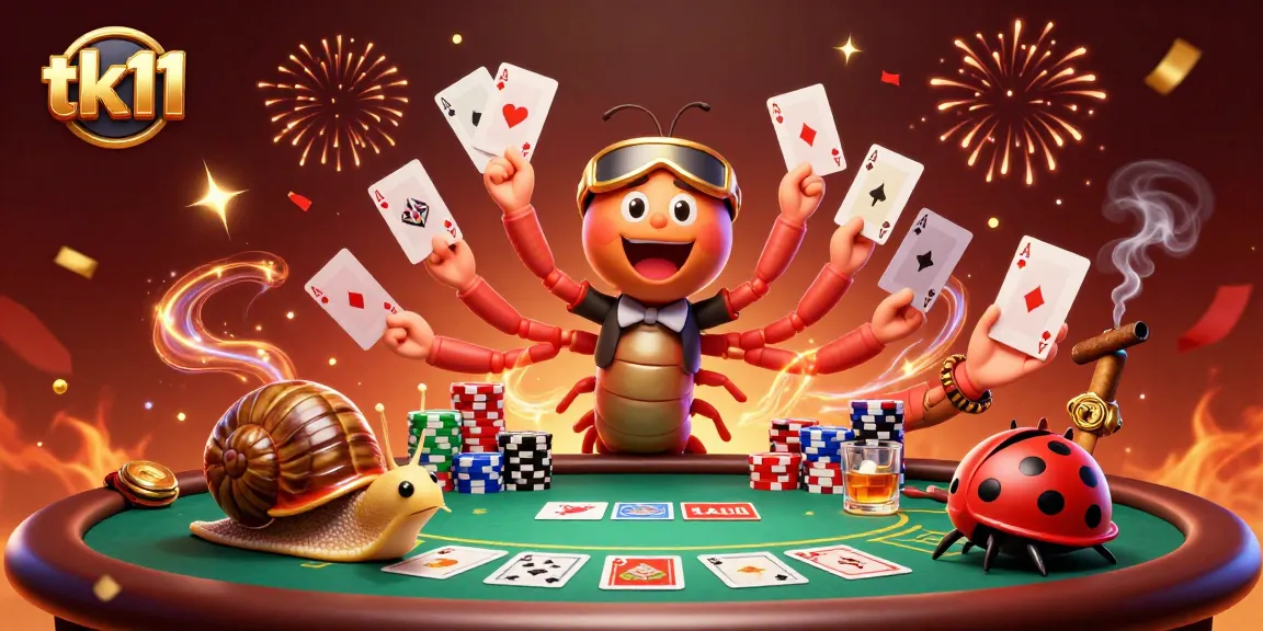 tk11 showcases a vibrant casino scene with a millipede dealer and a snail high-roller at the table.