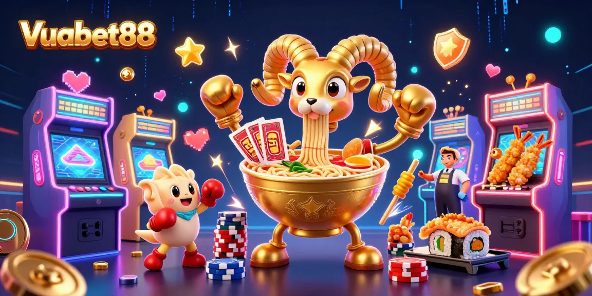 Experience thrilling gambling fun with Vuabet88's vibrant casino games in this dynamic illustration.