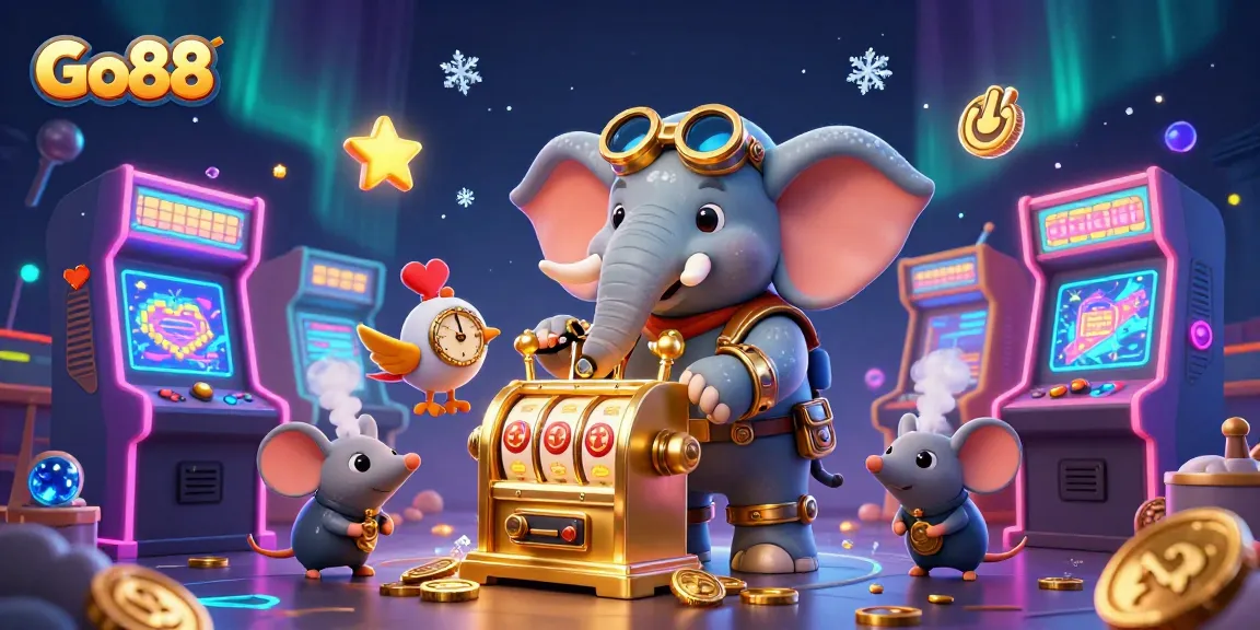 Spin the Go88 slot machine in a vibrant, dynamic 3D casino environment with enchanted elements.