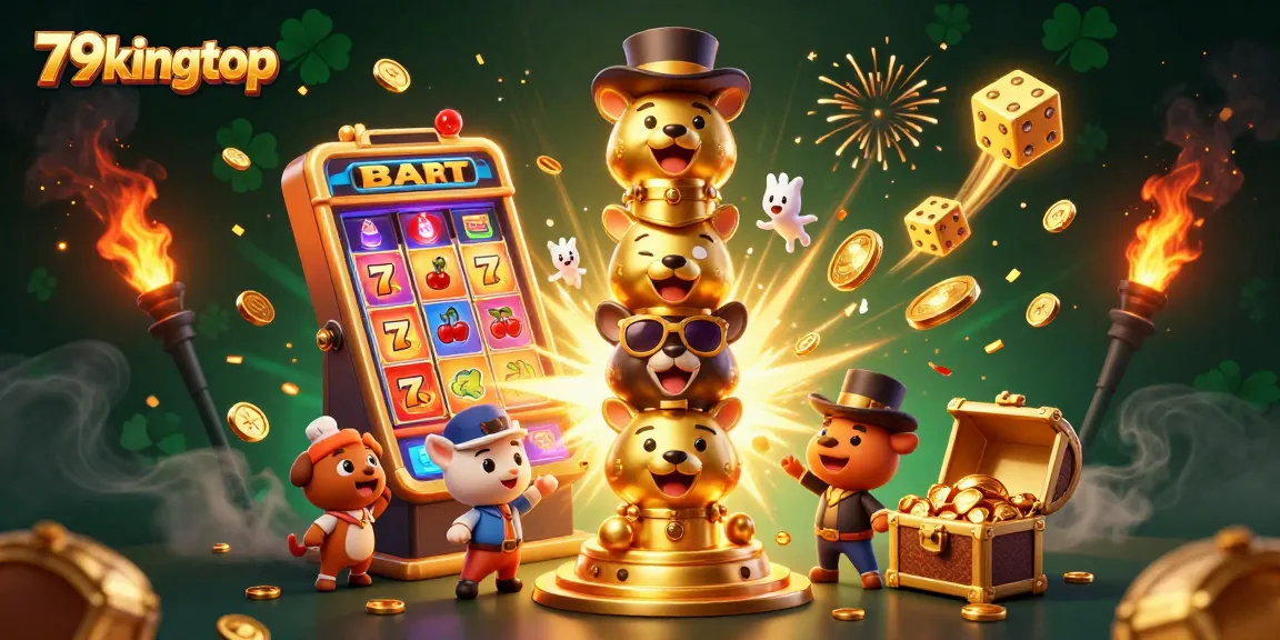 Experience the vibrant world of 79kingtop with a dynamic casino scene featuring a colorful totem pole and jackpot excitement.