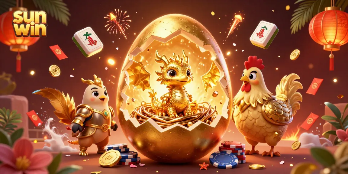 Engage with the vibrant world of sun win featuring a golden dragon and casino elements.