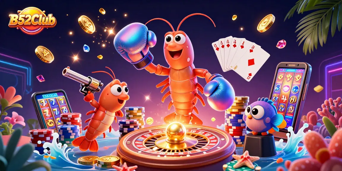 Experience the excitement of B52Club with vibrant 3D illustrations and dynamic casino elements.